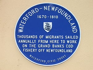 English: Plaque in Waterford, Ireland honoring .